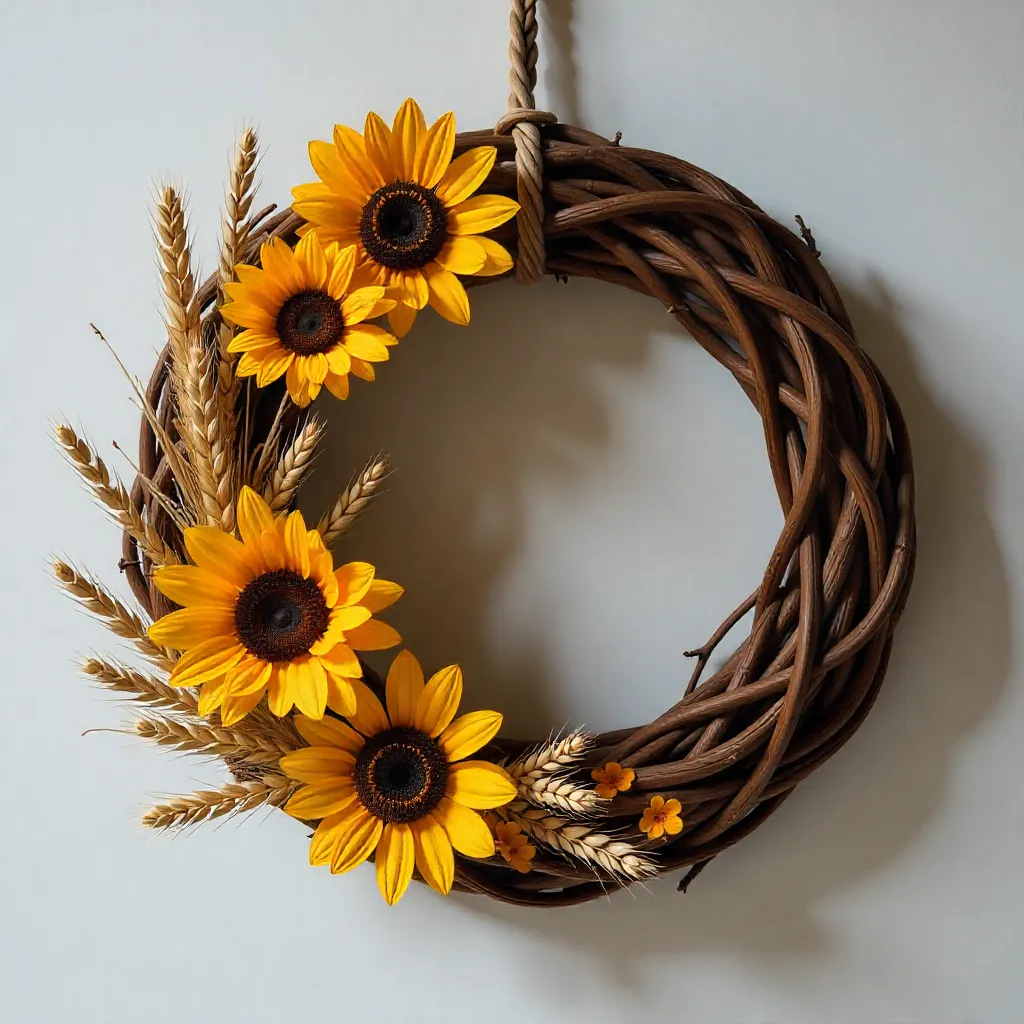 Wanddekoration mit Trockenblumen